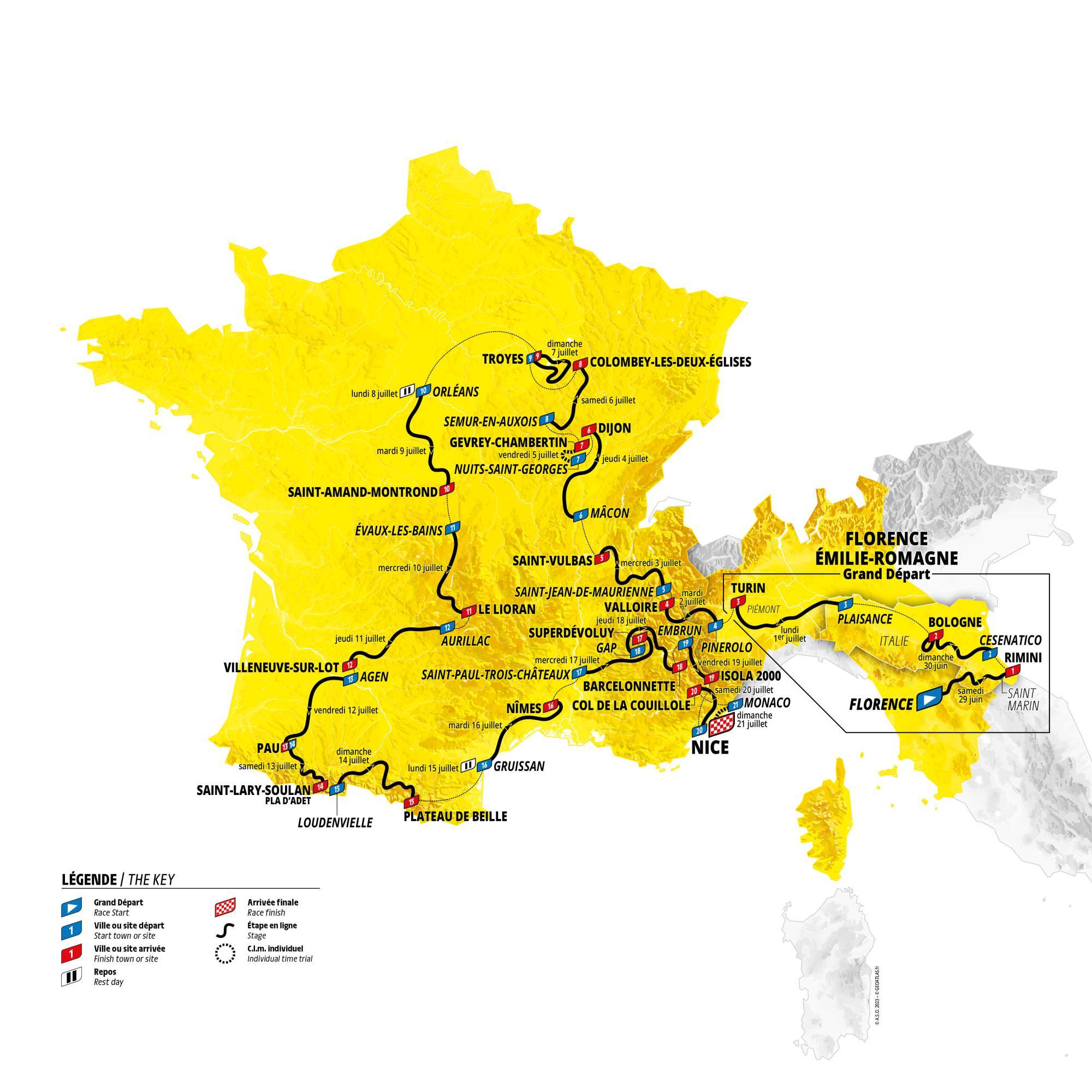 Tour de france carte