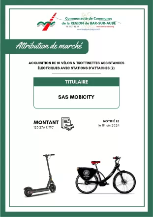 Attribution de marché trottinettes et vélos électriques